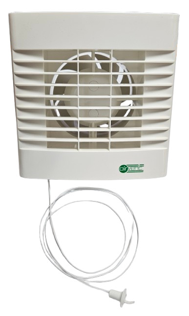 Bathroom Extractor Fan with Humidity Sensor & Pull Cord 100mm Humidistat White