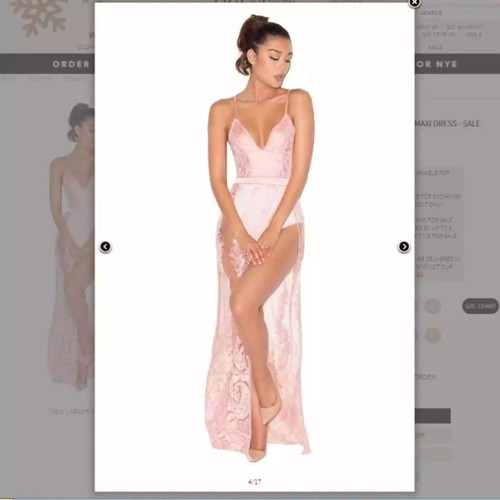 House of CB Lucia Dress Sheer Lace And Bandage Maxi Two-Piece Set in Rose Pink - Picture 5 of 18