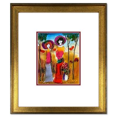 Moshe Leider, Framed Original Mixed Media Watercolor Painting, Hand Signed