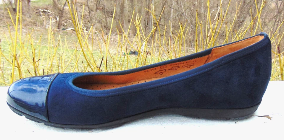 Gabor Hovercraft BLUE Leather Patent Toe Comfort Ballet Flats Womens Shoes~7.5 - Image 4 of 4