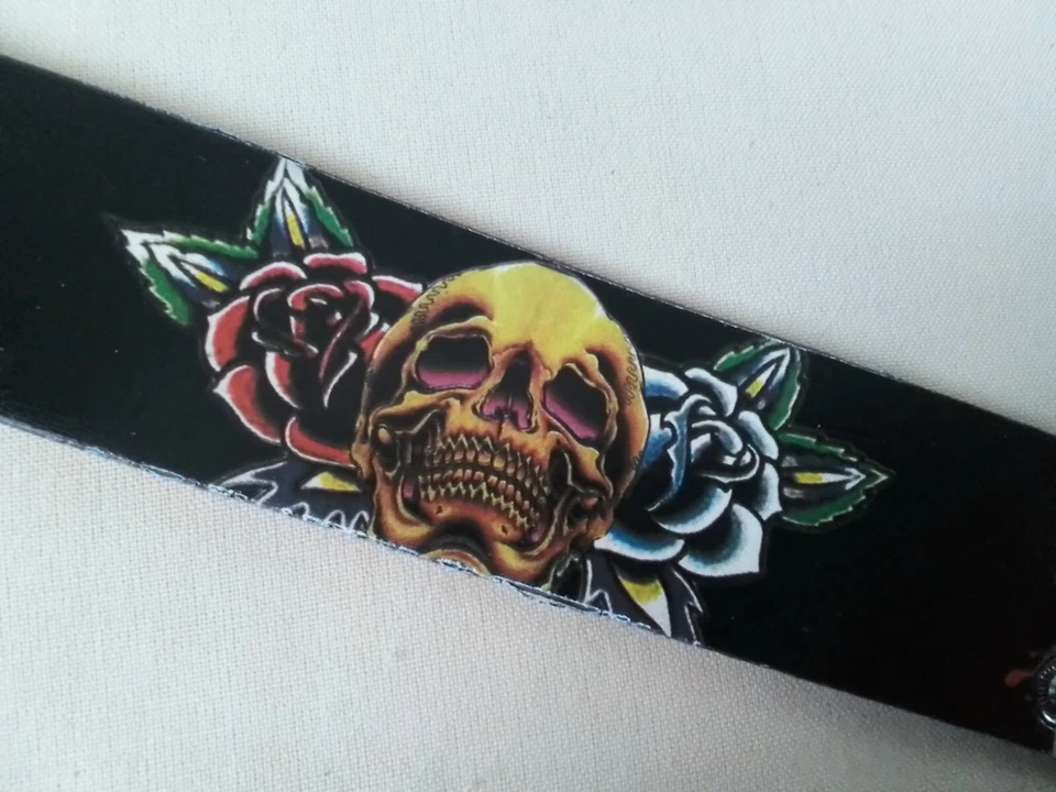 Damen Armband Skull Totenkopf Rosen Druckknöpfe Vintage Tattoo Sommer Urlaub Top - Bild 4 von 4