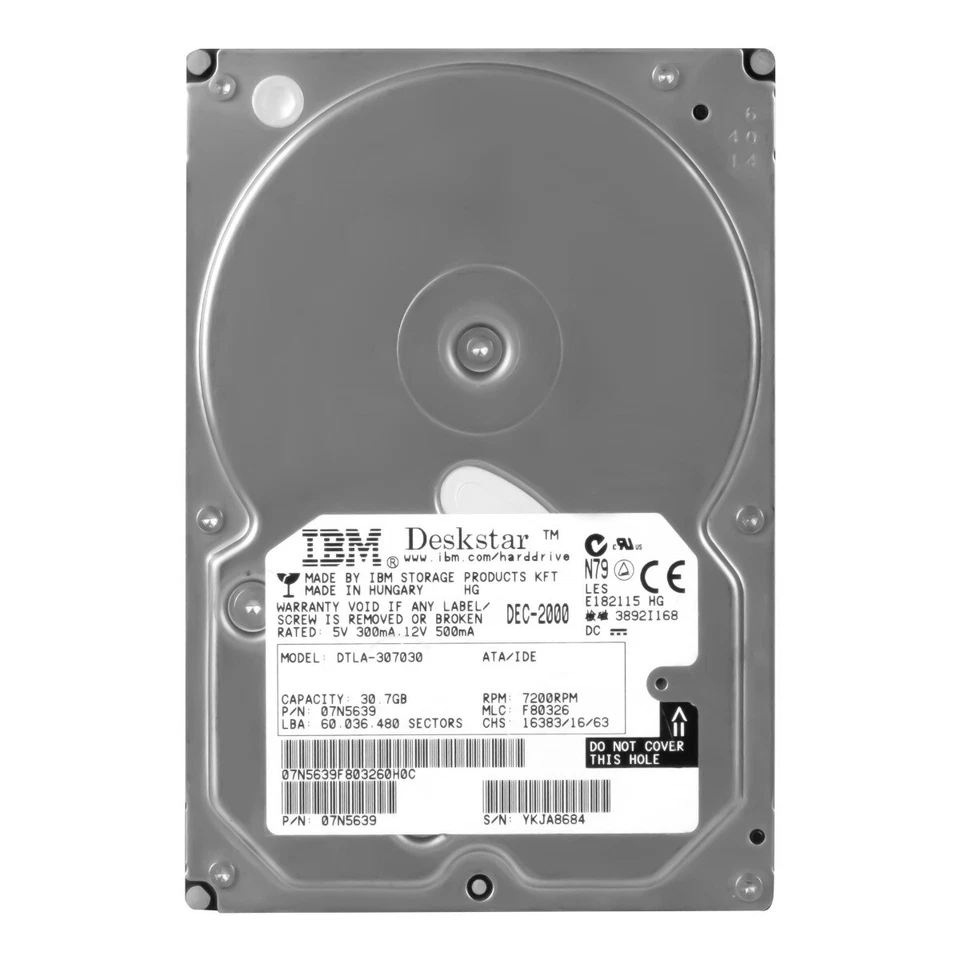 Hard Drive IBM 07N5639 DTLA-307030 30.7GB 7200U/Min 2MB Ata 3.5'' Inch - Image 3 of 3