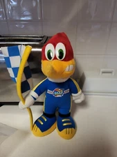 Vintage 1999 Stuffins Woody Woodpecker NASCAR Logo stuffed Plush 9” -w/Flag
