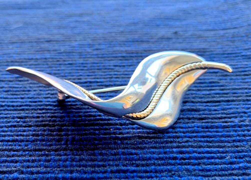 TIFFANY STERLING SILVER w GOLD PIN BROOCH eBay