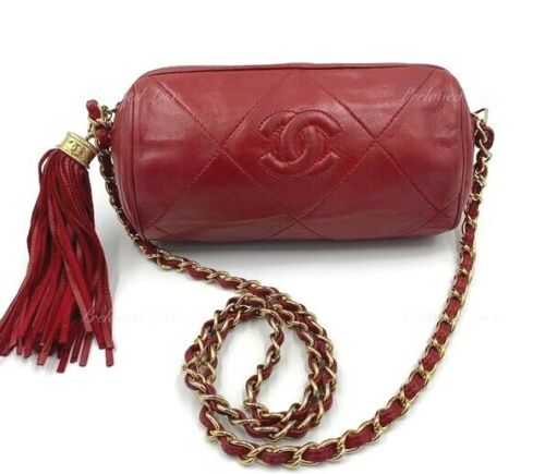 CHANEL Lambskin CC Red Mini Camera Bag with Tassel | eBay