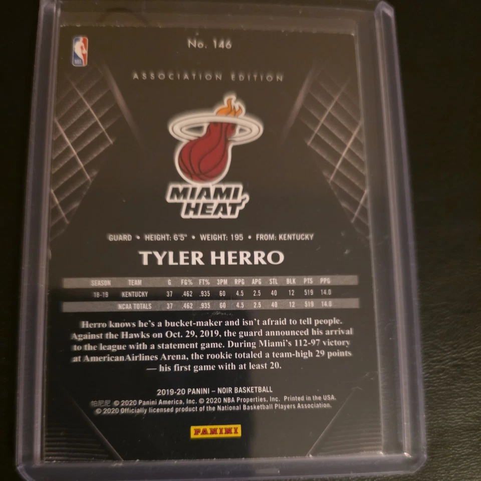 2019-20 Panini Noir TYLER HERRO Association Edition Holo Silver /99 RC Rookie - Image 2 of 2