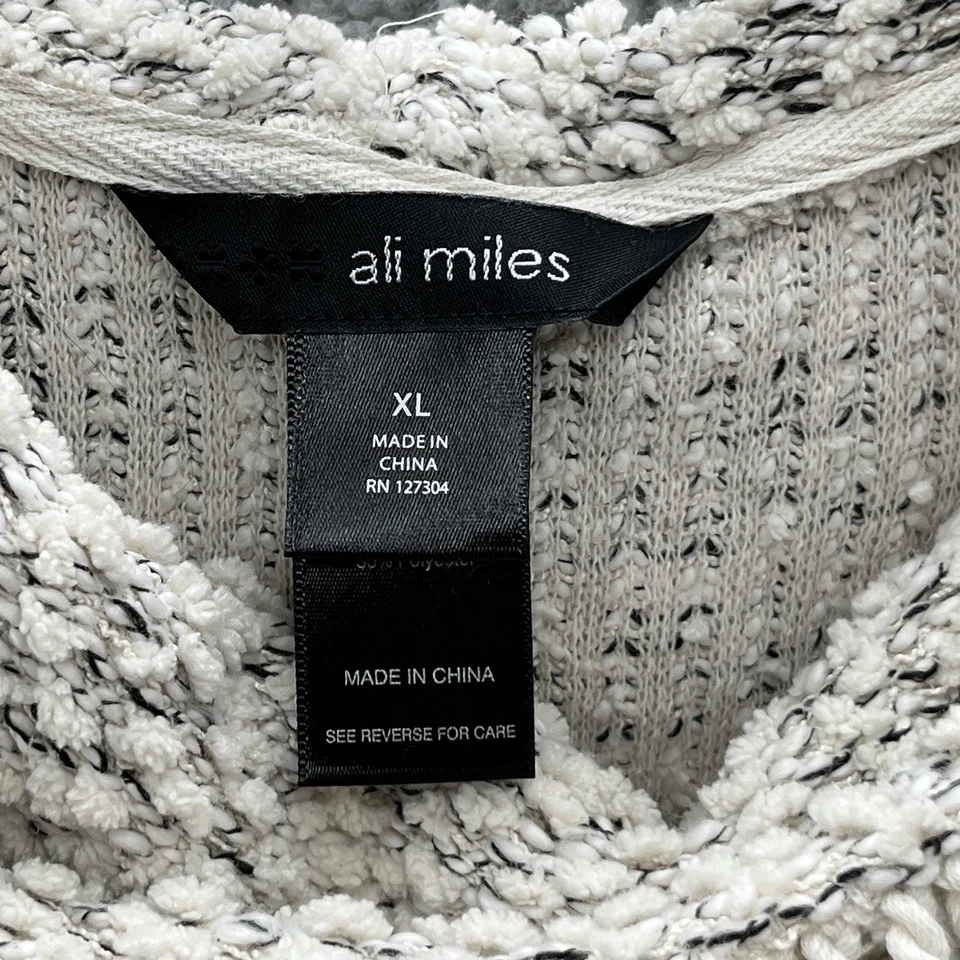 Suéter Ali Miles Mujer XL Algodón Crema Texturizado Tejido Flecos Relajados Pullover Foto 3 de 4
