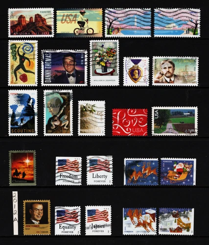 2012a Collection US stamps  (set of 24) used OFF paper -f323a