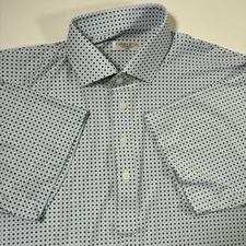 NEW Collars and Co. Dress Polo Shirt Large Featherweight Geometric All Over AOP