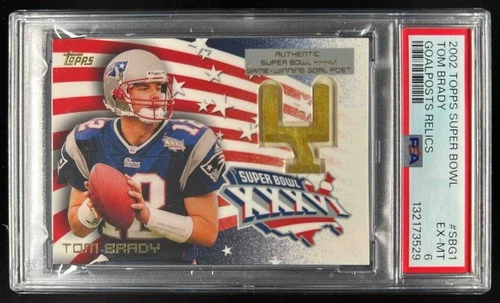2002 Topps Tom Brady Super Bowl XXXVI Goal Posts #SBG1 Patriots PSA 6