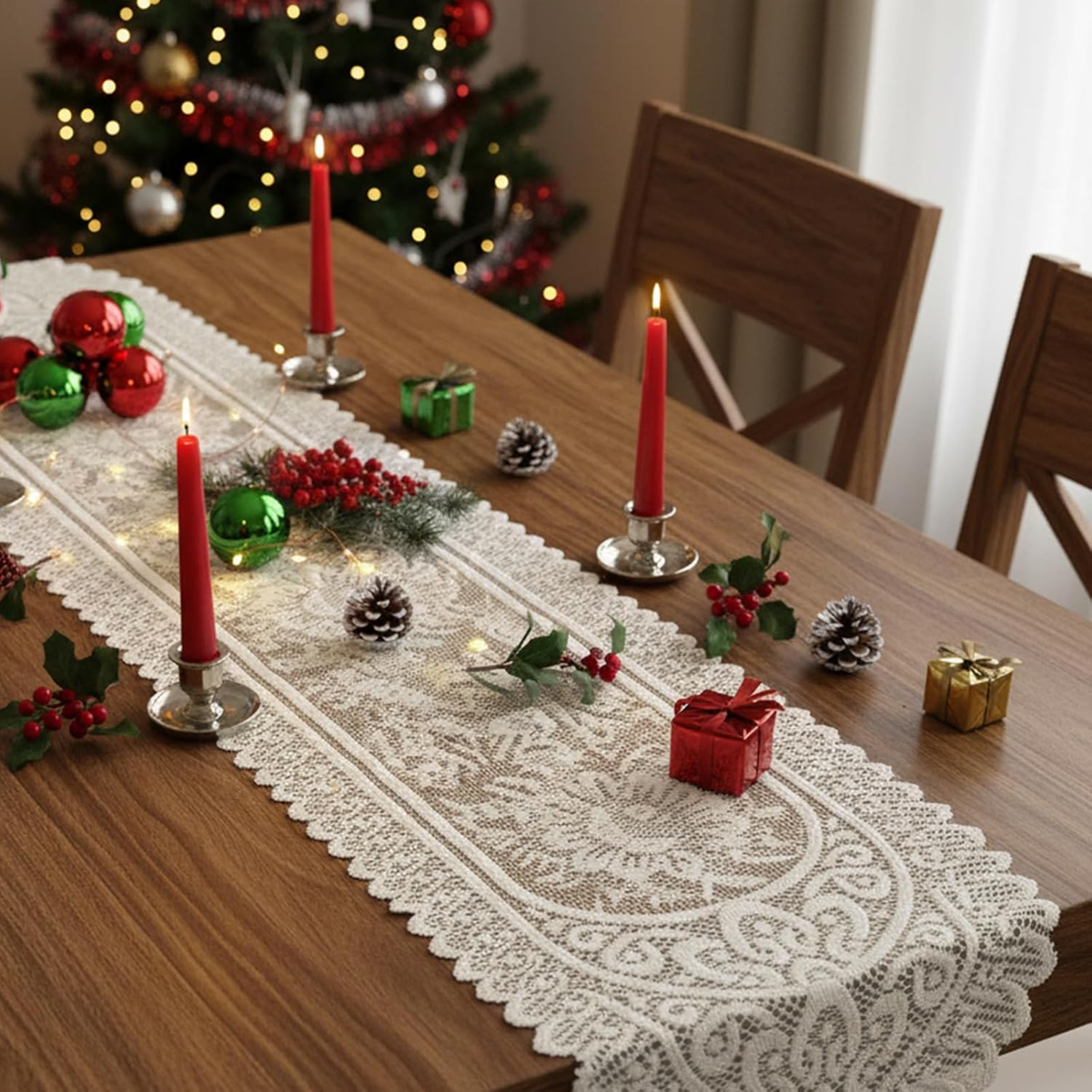 Lace Crochet Rectangular Table Runner, 2pcs Boho Doilies 45*13.38 Table Dresser Lace Crochet Rectangular Table Runner, 2pcs Boho Doilies 45*13.38 Table Dresser