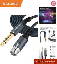 10FT Braided XLR to 6.35mm TRS Cable - Quality Sound with 20 AWG Copper