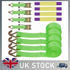4 Set  Recovery Ratchet Wheel Strap Set 50MM 4 Metre 5T W/ Round Slings Tie Down