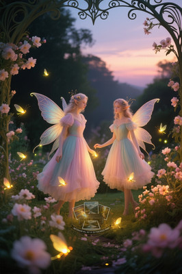 Nouveau Garden Fairies Dresses Fireflies Whimsical Wall Art 4X6 Fantasy Photo