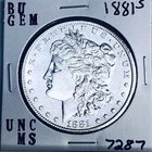 1881 S BU GEM MORGAN SILVER DOLLAR UNC MS+++ U.S. MINT RARE COIN 7287