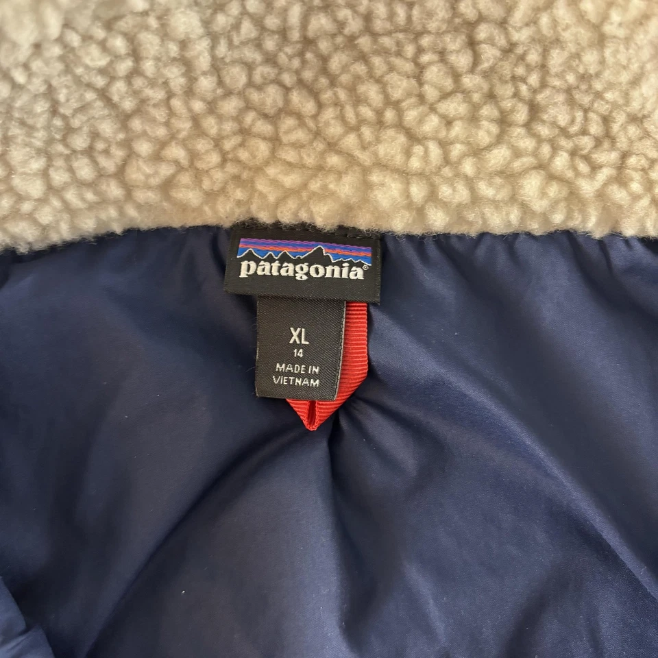 Жилет для девочек Patagonia XL 14 натуральный темно-синий ретро-X шерпа флис на молнии STYLE65619 - Изображение 2 из 4