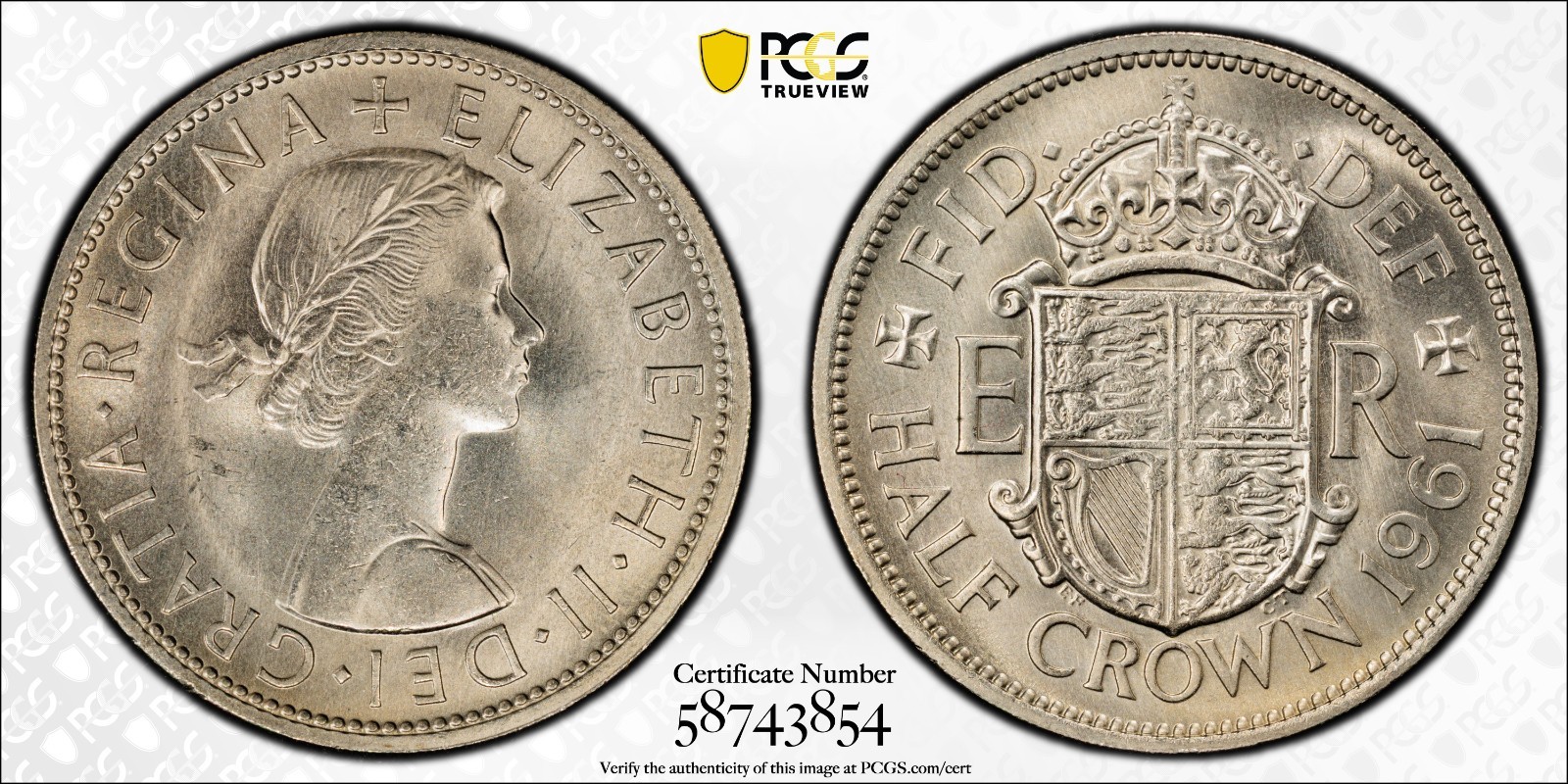 Great Britain 1961 1/2 Crown S-4145 PCGS MS 64