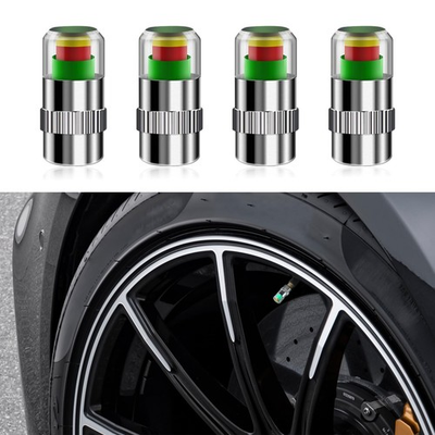 #ad 4 Pcs Tire Pressure Monitor Valve Stem Caps 36PSI 2.4Bar Tire Pressure Indicator $8.67