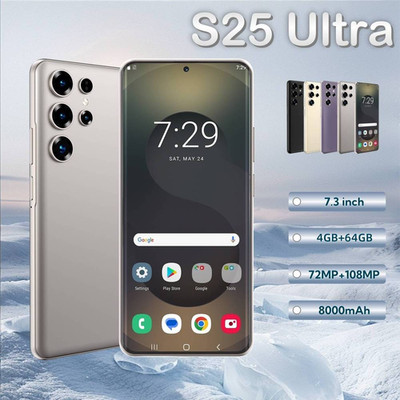 Unlocked S25 Ultra 5G Smartphone 7.3'' Android 15.0 Dual SIM Phone 8000mAh 4+64GB