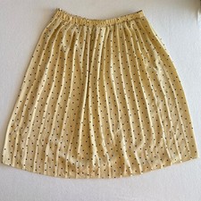 Vintage 1950s A-Line Cream Pleated Polka Dot Skirt Women s Large Made in USA