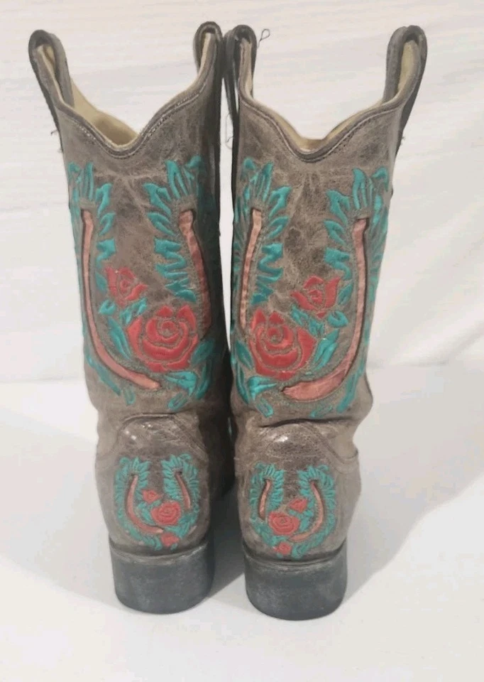 Corral R2545 Horseshoe Roses Boots 8 1/2 Square Toe Womens 8.5M - Image 3 of 4