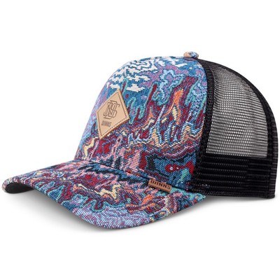 Djinns HFT Trucker Cap Colourexplo Basecap Mesh Kappe Leder-Logopatch Druckknopf