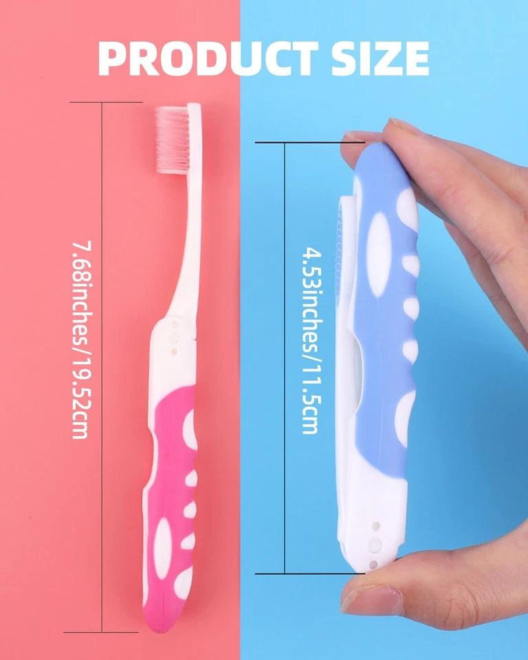 4 Spazzolini Da Viaggio Portatili Da Denti Pieghevoli Con Setole Morbide Spazzol - Immagine 2 di 4