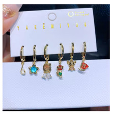 new 6pcs girl princess Cartoon Dangle Earrings Set Fashion Women Party Jewelry