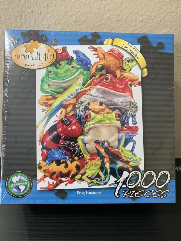 Serendipity Jigsaw Puzzle Frog Business by Lori Anzalone 1000 Pieces 20 X 27 NEW