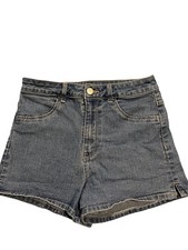 H M Denim Blue Jean Denim Shorts High Waist Stretch Pockets Women  s Size 6