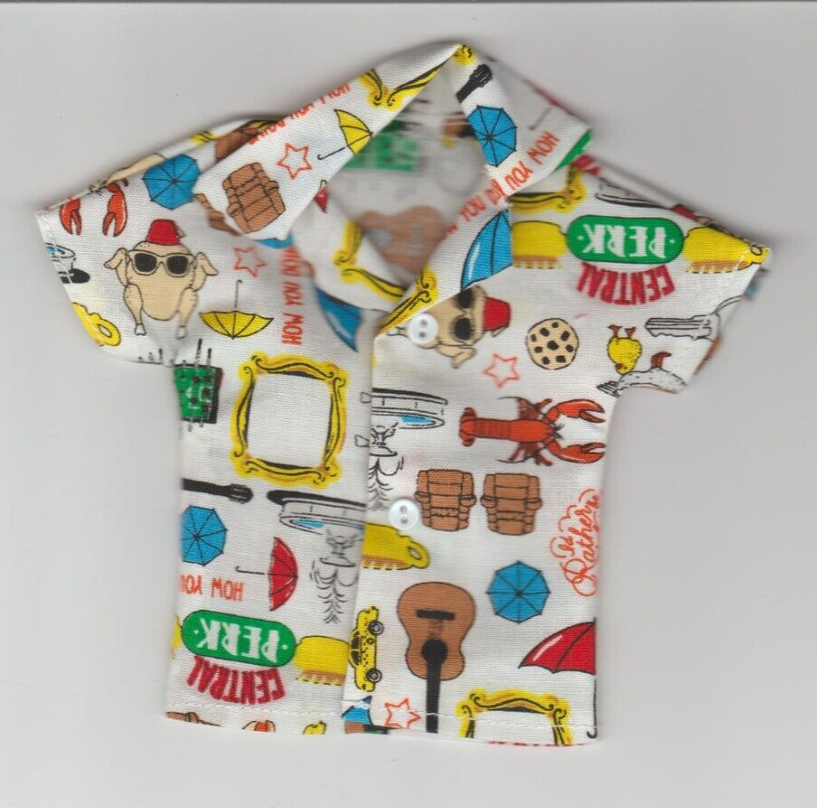 Homemade Doll Clothes-Friends Print Shirt fits Ken Doll B7