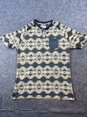 Free Planet Mens Shirt Size  XL Aztec Pattern Multicolor Short Sleeve