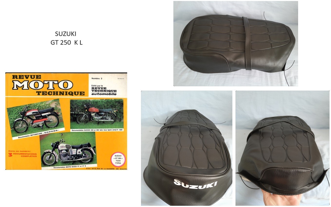 Housse de selle en similicuir grainé Premium pour Suzuki GT 250 K L