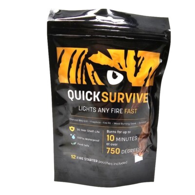 QuickSurvive Fire Starter Kit 100% Waterproof Survival Fast All purpose 12 pack