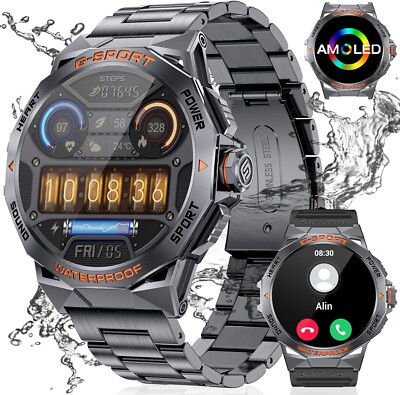Smartwatch Damen Herren für Android iOS Fitnessuhr Pulsuhr Schrittzähler Schwarz