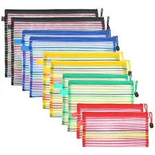 HESTYA 10 Pieces Mesh Bags with Zipper Mesh Cosmetics Bag Mesh Toiletry Bags ...