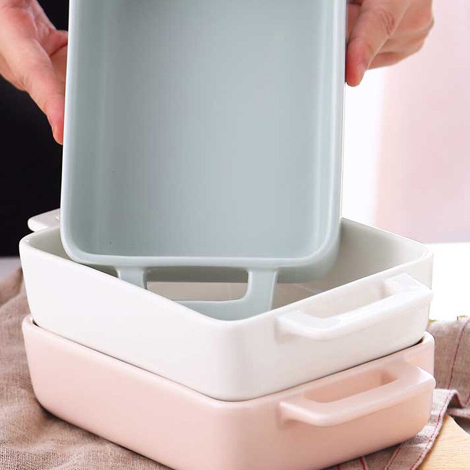 Deep Lasagne Dish White Ceramic Baking Bakeware Oven Safe Reusable eBay