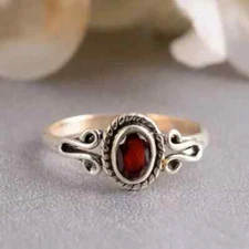 925 Sterling Silver Ring Handmade Garnet Gemstone Statement Ring All Size R283