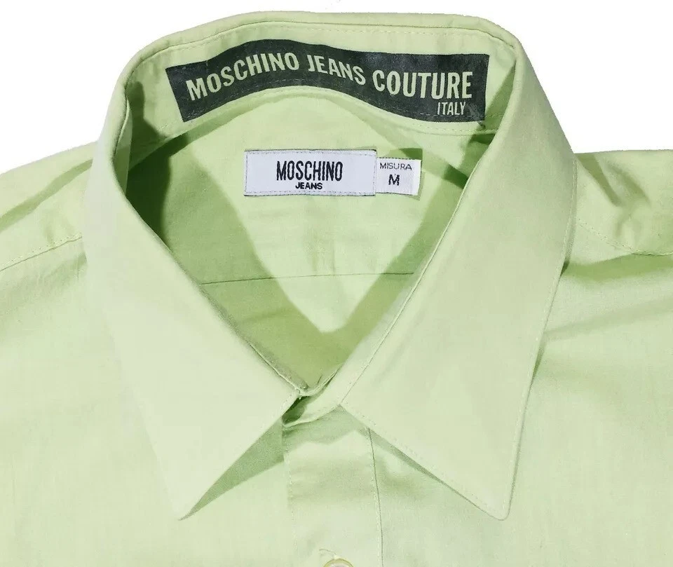 Camicia uomo Moschino media verde menta made in Italy tasca manica lunga con bottoni