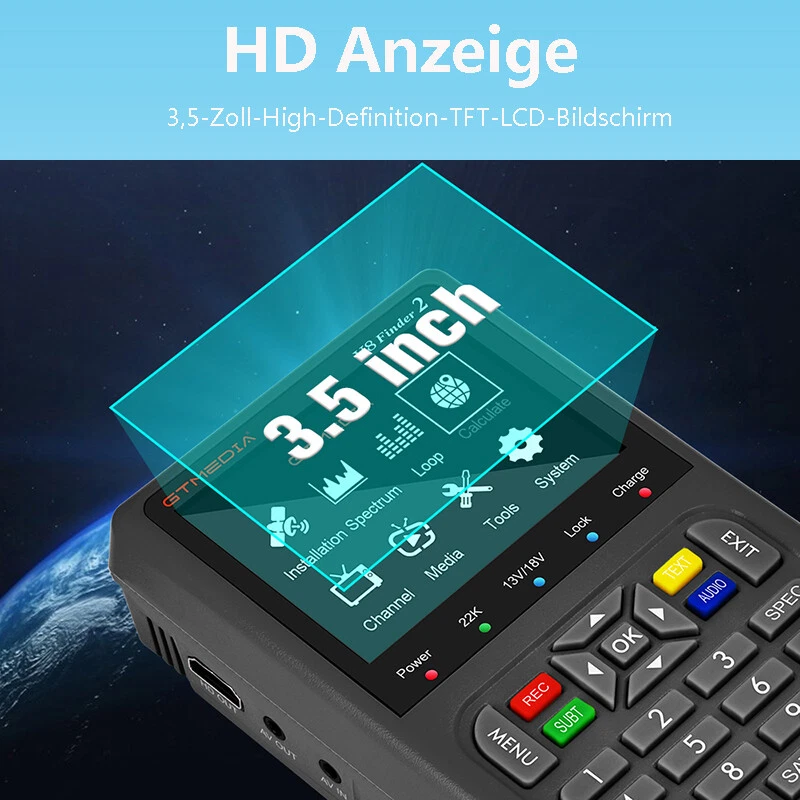 Profi GTMEDIA Finder2 3.5'' LCD Satelliten Messgerät Sat DVB-S2/S2X HD Satfinder - Bild 3 von 4