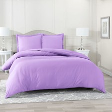 Duvet Cover Set Soft Brushed Comforter Cover W/Pillow Sham, Lavender - Queen