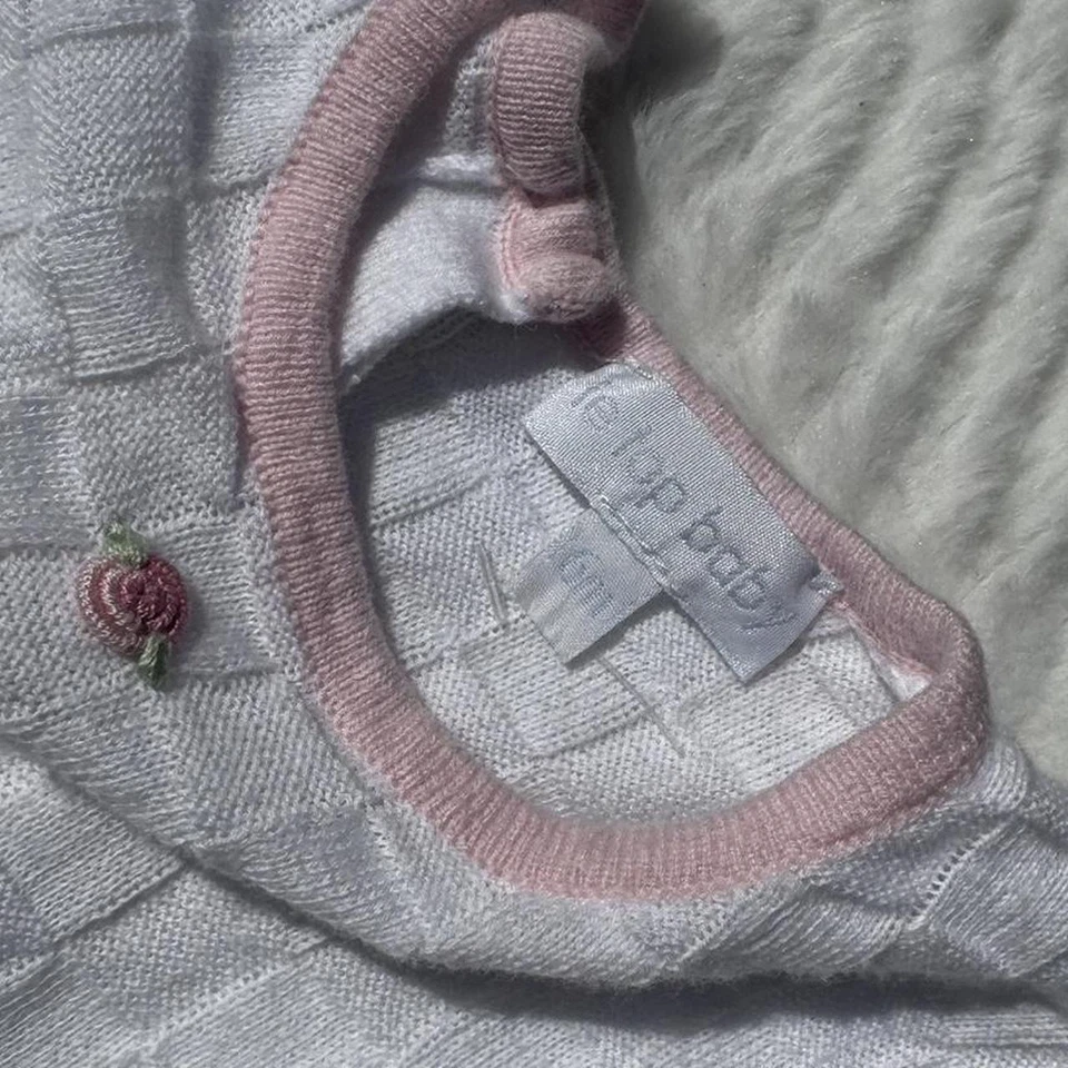 Vestido vintage Le Top bebé niña tejido con flores talla 6 meses Foto 3 de 3