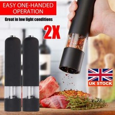 2 x Electric Auto Salt Pepper Mill Stainless Steel Electronic Grinders