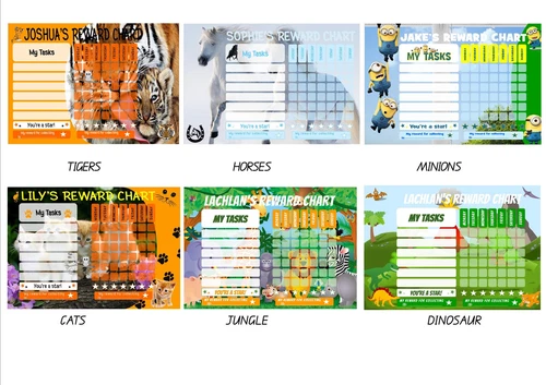 Children's Personalised Reward Chart. Kids behaviour, Chore, Toilet Training NEW - Picture 9 of 12