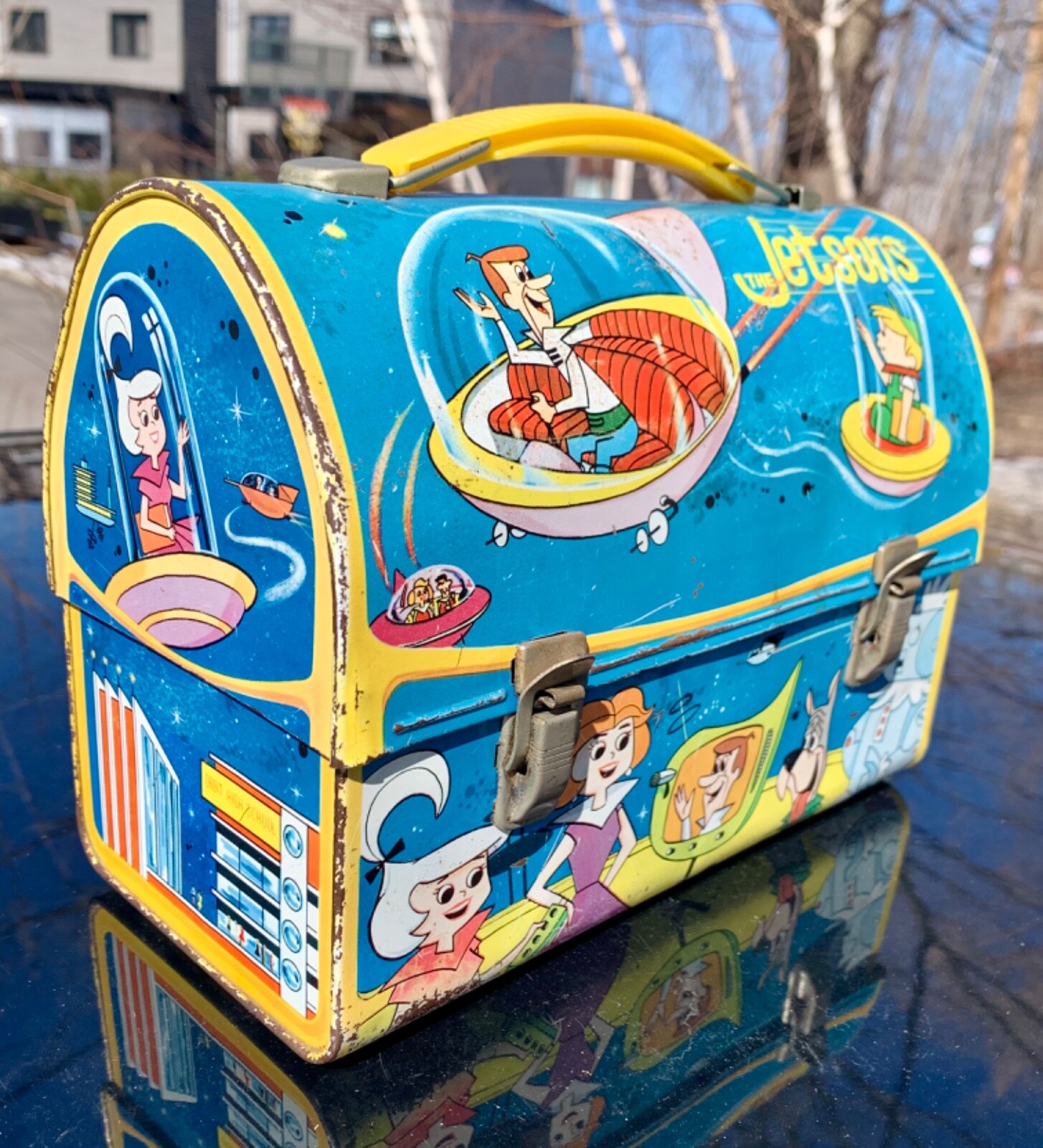 ORIGINAL 1963 THE JETSONS METAL DOME ALADDIN LUNCHBOX WITH THERMOS eBay