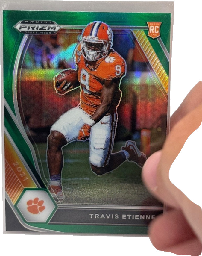 2021 Panini Prizm Draft Picks Collegiate Travis Etienne Jr. Green #107 RC
