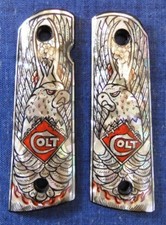1911 FULL SIZE COLT MOTHER OF PEARL INLAY EAGLE Grips FAST USA SHIPPING
