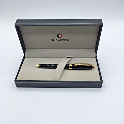 Sheaffer Prelude Ball Point Pen Black Lacquer Twist Black Ink Gold Trim Box #1