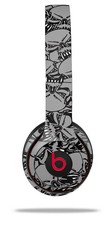 Skin Wrap for Beats Solo Wireless 2 3 4 Scattered Skulls Gray SKIN ONLY