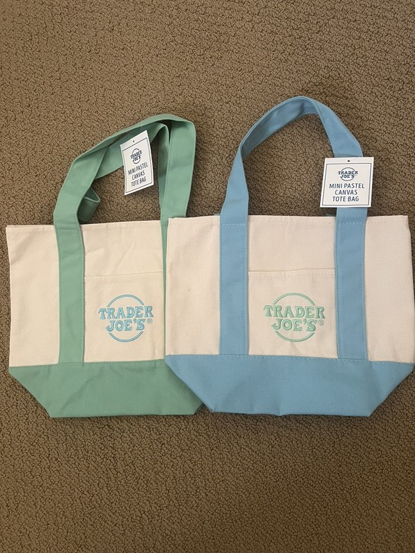 Trader Joe’s 2026 Mini Pastel Canvas Tote Bag Set Of 2 NEW -  READY TO SHIP!!!!